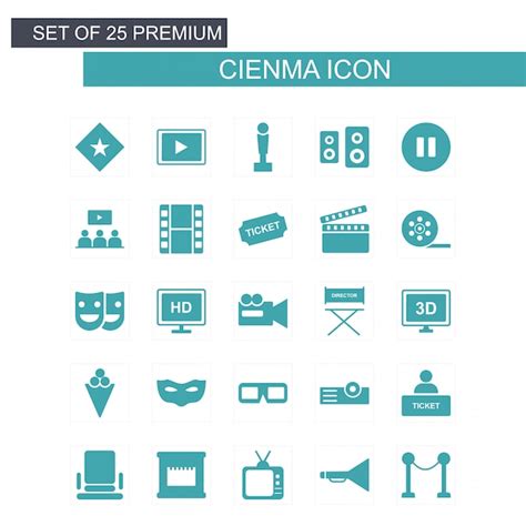 Cinema Icons Set Vector Vetor Grátis