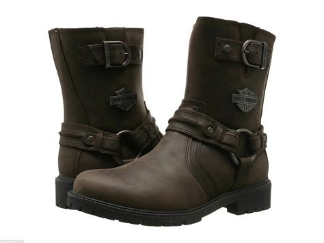Harley Davidson Abner Brown Leather Men Biker Boots Motorbike Riding