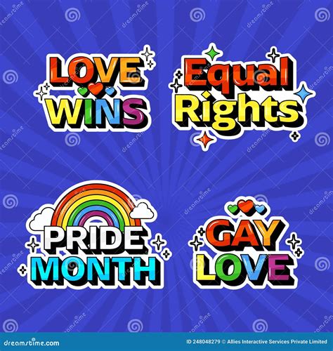 El Amor Colorido Gana Los Mismos Derechos Orgullo Mes Citas Del Amor Gay En Estilo Pegatina