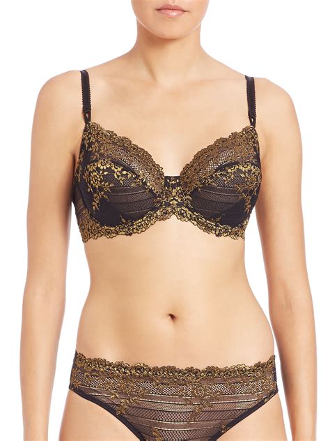 Wacoal Embrace Lace Underwire Bra In Black Black Gold Lyst