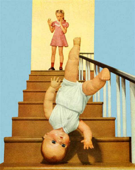 Child Going Down Stairs Illustrations Royalty Free Vector Graphics