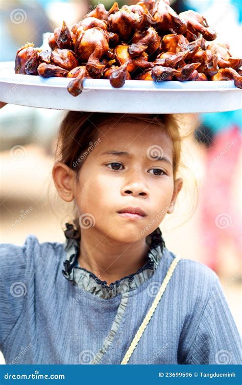 Cambodia Kid Selling Food Editorial Photo Image Of Poor 23699596