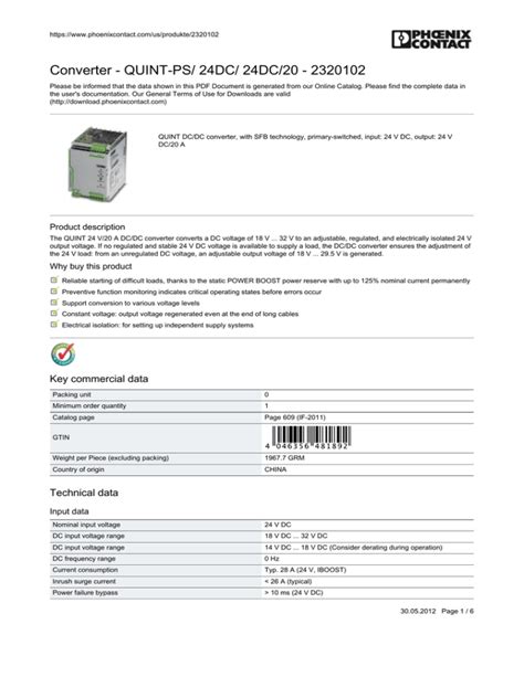 Phoenix Contact Datasheet