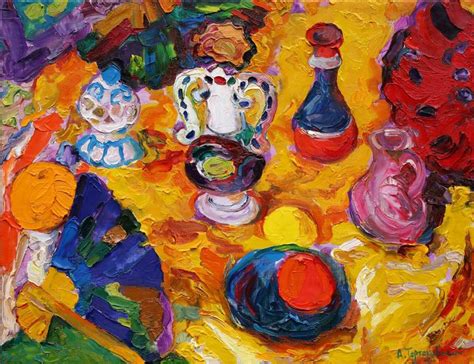 Still life with a Thai fan. Painting by Anatoly Tartakovsky | Saatchi Art