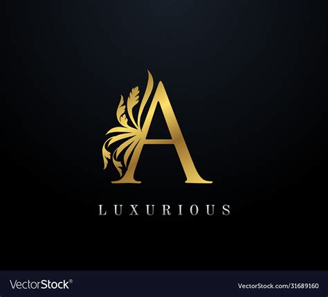 Gold Luxury Letter A Logo Graceful Style Vector Image