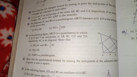 2 Prove That The Four Triangles Formed By Joining In Pairs The Mid Point