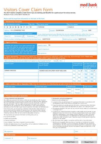 Medibank Private Health Insurance Claim Forms Claimforms Net