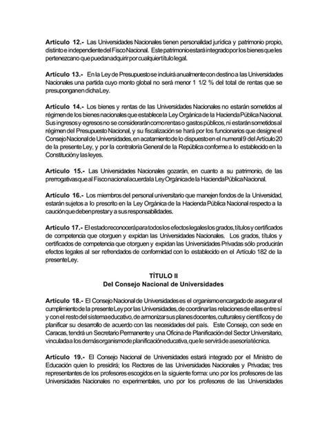 Ley De Universidades Venezuela Pdf