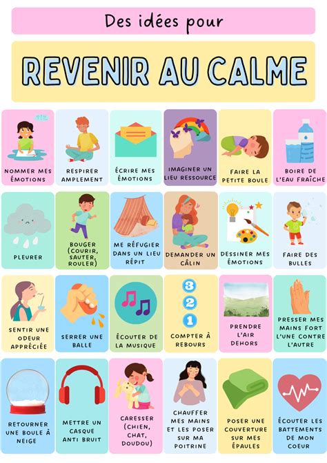 Une affiche avec des idées pour revenir au calme en classe