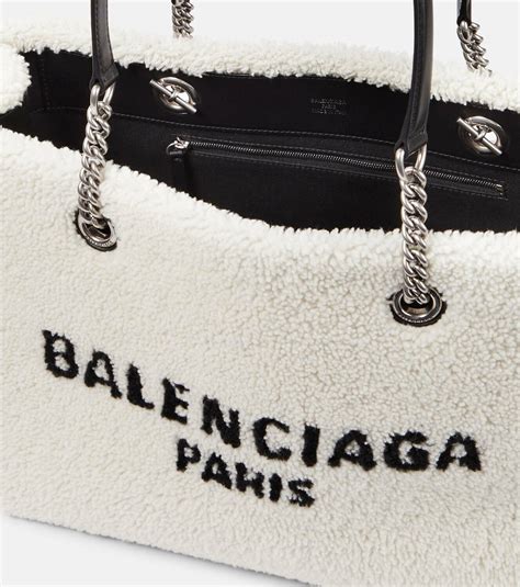 Balenciaga Leather-trimmed shearling tote bag Balenciaga