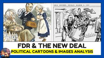 US History FDR The New Deal Political Cartoons Analysis PPT APUSH