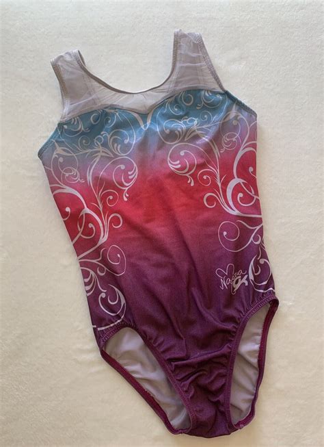 Nastia Liukin Gymnastics Leotard Gk Elite Elegant Swirl Ombré Mesh