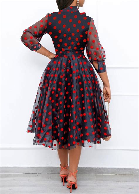 Polka Dot Bowknot Black Tie Collar Dress Usd 42 98