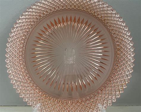 Six Pink Depression Glass Plates Pink Depression Glass Dinner Plates