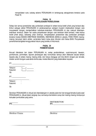 Perjanjian Distributorship Clean Draft Pdf