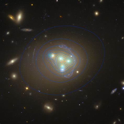 Hubble Image Of Galaxy Cluster Abell 3827 Showing Dark Matter