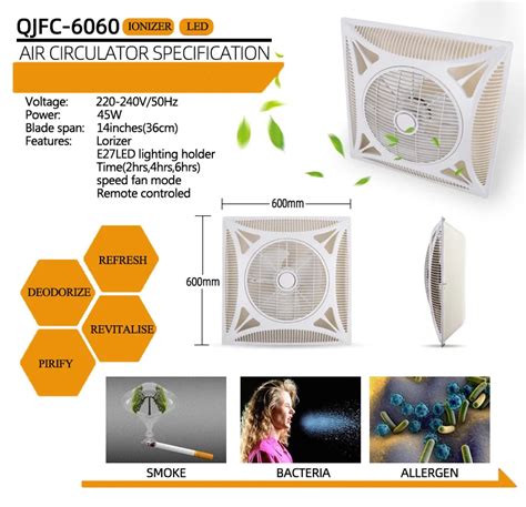 14 Inch Square Ceiling Fan With Led Light In Remote Control Amount ...