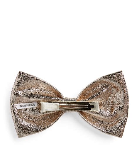 Hucklebones London Silver Metallic Bow Hairclip Harrods Uk