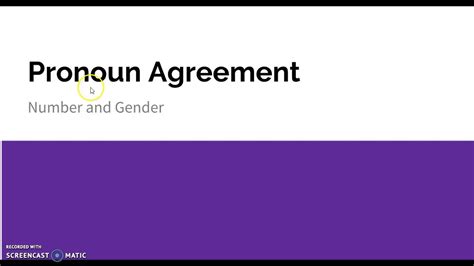 Pronoun Agreement Number And Gender Youtube