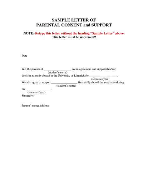 Parental Consent Permission Letter Template Examples Letter Template