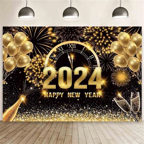 Amazon MEHOFOND 7x5ft Black And Gold 2024 Happy New Year Backdrop