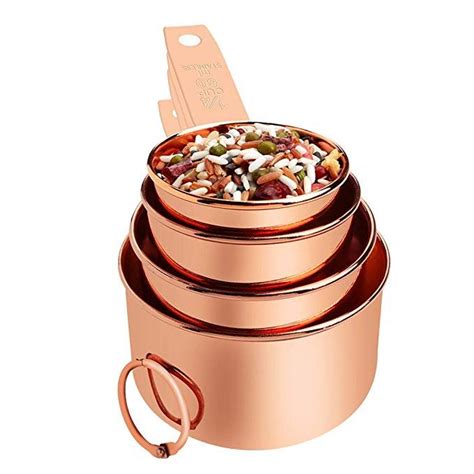 Copper Measuring Cup Set Stainless Steel 4 Pieces