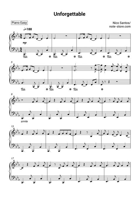 Nico Santos - Unforgettable sheet music for piano download | Piano.Easy ...