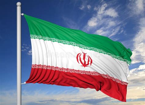 Wellenartig Bewegende Flagge Der Iran Auf Des Fahnenmasts Stock