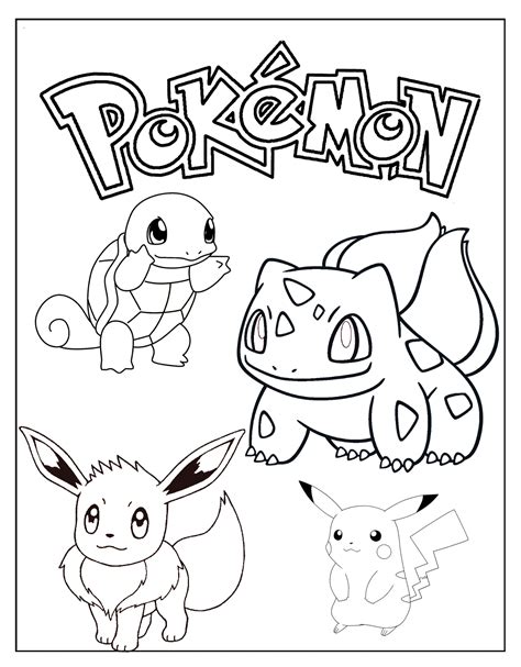 pokemon coloring pages with different types of animals