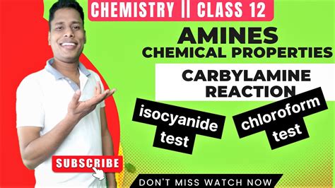 Carbylamine Reaction Isocyanide Test Chloroform Test Calss 12 Cbse Youtube