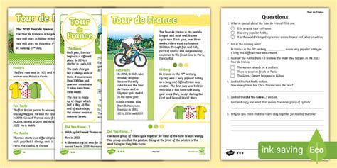 Ks1 Tour De France Differentiated Reading Comprehension Activity