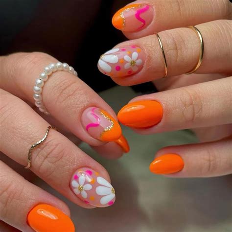 Pcs Nude Press On Nails Short Almond Shanrun Orange Fake Nails