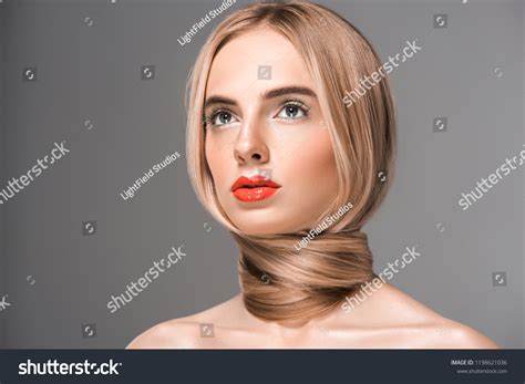 Portrait Beautiful Naked Woman Long Smooth Stock Photo 1198621036