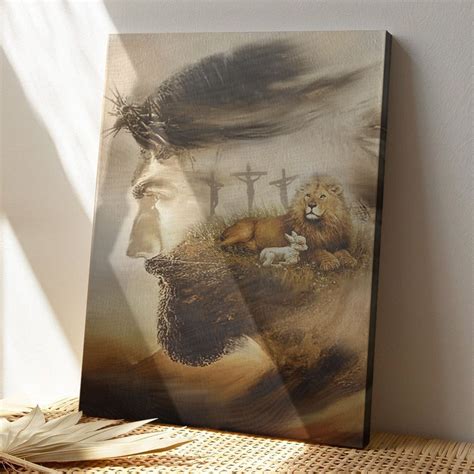 Christian Canvas Wall Art Jesus Amazing Lion And Lamb Canvas Bib Ciaocustom