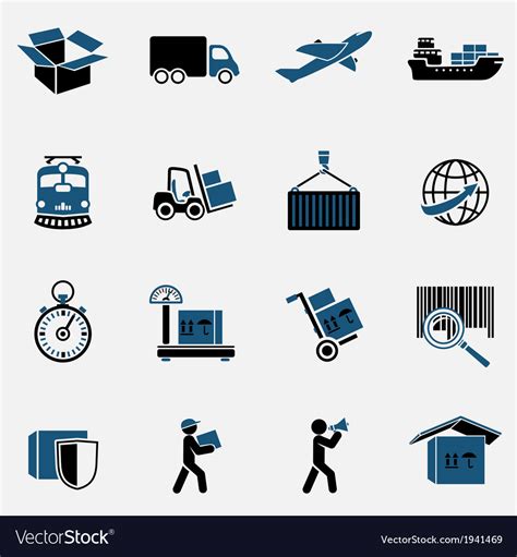 Logistic Icons Set Royalty Free Vector Image Vectorstock