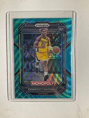 2022 23 Prizm Benedict Mathurin Monopoly Prizm Teal Wave RC No 36 SP