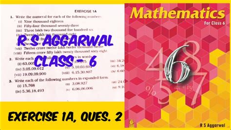 R S Aggarwal Class 6 Maths Chapter 1 Number System Ex 1a Ques 2 Cbse Youtube