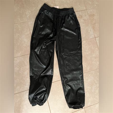 Missguided Pants And Jumpsuits Misguided Black Faux Leather Croc