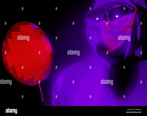 worker examining silcon wafer Stock Photo - Alamy