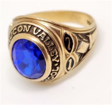 Vintage Herff Jones High School Class Ring Hj K Gold Size Blue