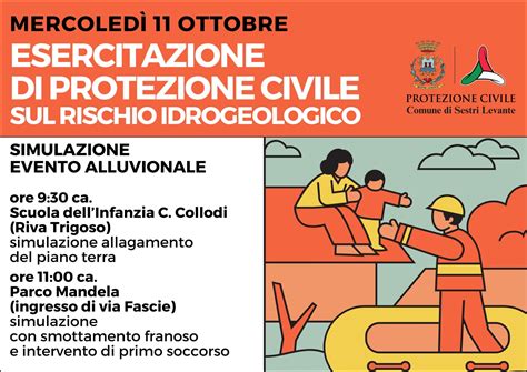 Mercoledì 11 ottobre prima esercitazione di Protezione Civile sul