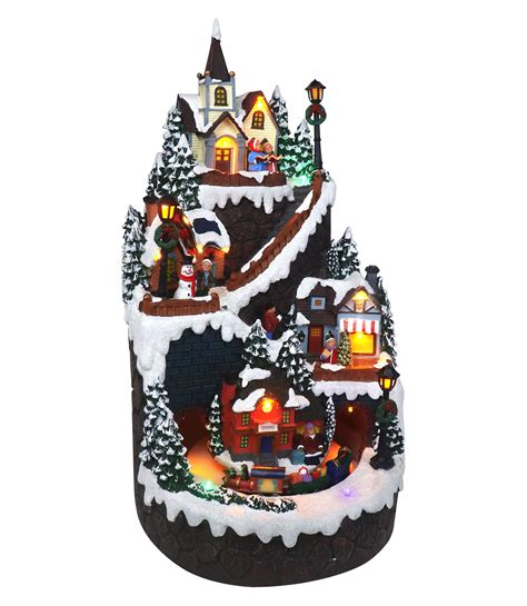 Buy Christmas Village Ain Houses With Moving Train Lighted Musical Snow