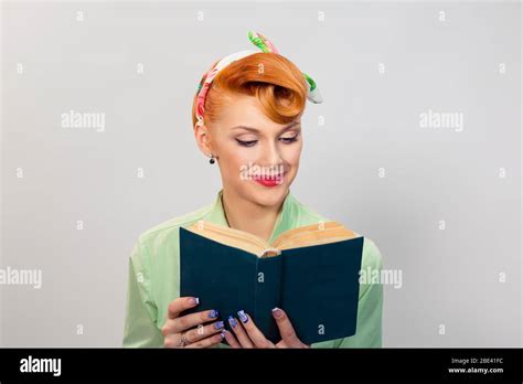 Girl With Book Closeup Red Head Beautiful Young Woman Pretty Happy