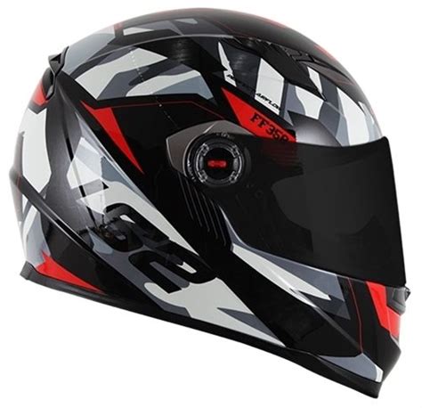 Capacete Ls Ff Tank Preto Vermelho Brilho S Capacetes