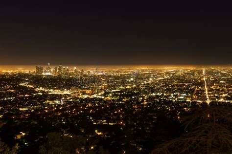 Los Angeles LA City Night View from Griffith Observatory Stock Photo ...