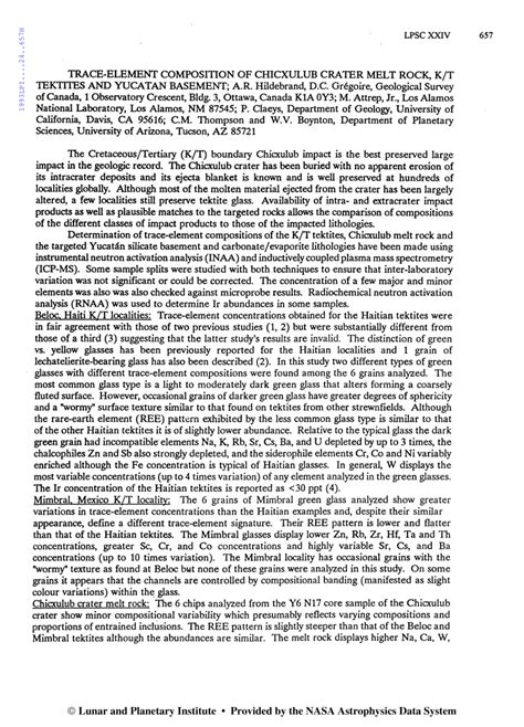 Pdf Trace Element Composition Of Chicxulub Crater Melt Rock Kt