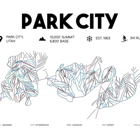 Park City Ski Map 16x20 Park City Utah | Etsy