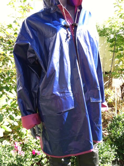 Vintage S Pvc Hooded Rain Slicker Reversible Purple Violet Etsy