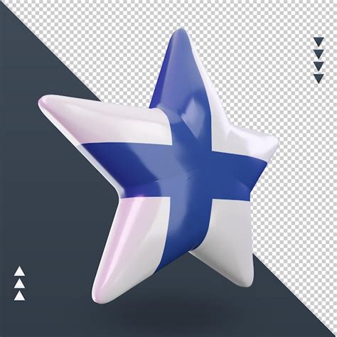 3d estrela da bandeira da finlândia renderizando a vista esquerda PSD