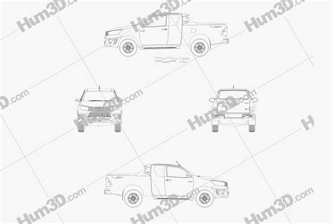 Toyota Hilux Double Cab Revo TRD Sportivo 2019 Blueprint 3DModels